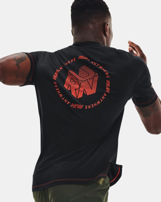 เสื้อแขนสั้น UA Run Anywhere สำหรับผู้ชาย, Black, pdpMainDesktop image number 2